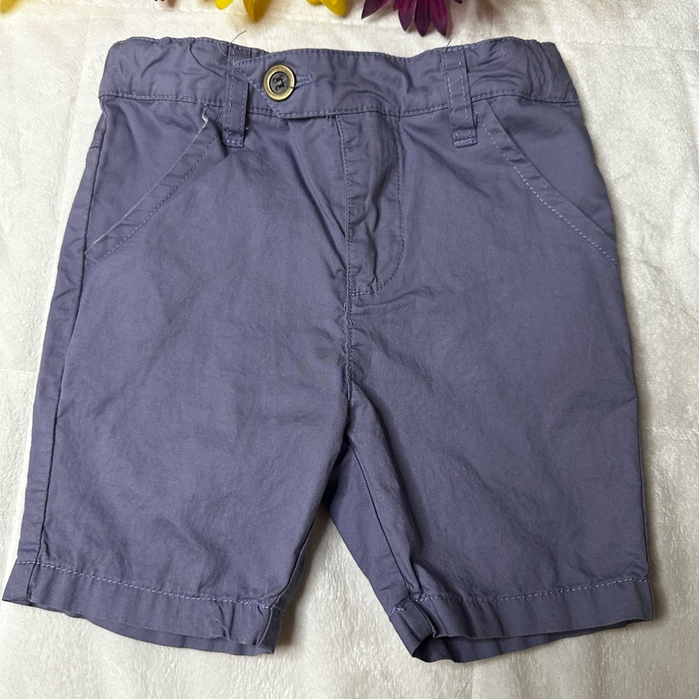 Kipp Collection Periwinkle/Lavender Blue Polished Cotton Shorts 18M